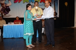 Over all Topper(IT) Award to Rita Kumari(BscIT-6) by Dr. Salil Roy, Vice Chancellor, KU and Mr. Om Prakash, Director GIIT